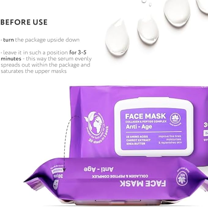 NSC KOREAN COLLAGEN FACE MASK SET - 30-PACK PREMIUM SHEET MASKS WITH PEPTIDE COMPLEX - ADVANCED K-BEAUTY SKINCARE SYSTEM - COMPLETE MONTHLY SUPPLY FOR DAILY CARE - INTENSIVE HYDRATING FACIAL FACEMASKS - Image 4